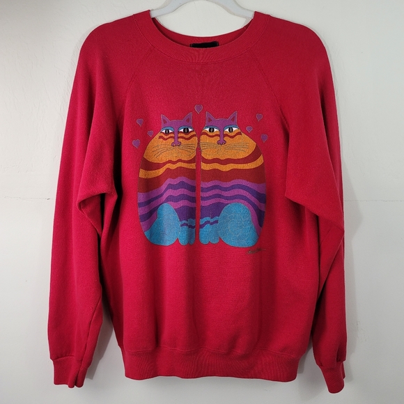 Vtg 8s Laurel Burch Twin Cat Sweatshirt 